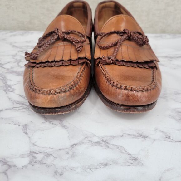 Allen Edmonds Woodstock Light Brown Loafers Boat Shoes Kiltie Fringe Fisherman main image 12